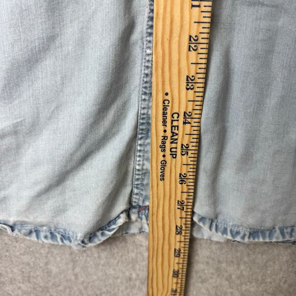 VTG Joop Thrashed Chambray Denim Shirt Women’s Small Blue Ripped Grunge Western - Picture 8 of 10